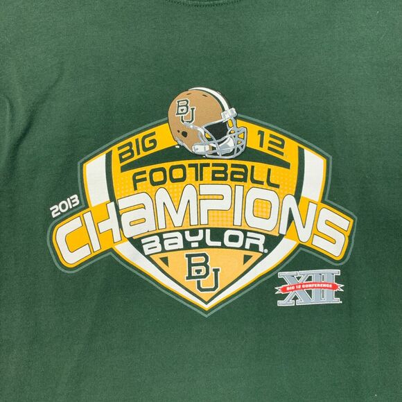 Baylor University 2013 Football Champions T Shirt Men M Medium Green Long Sleeve - Picture 5 of 11